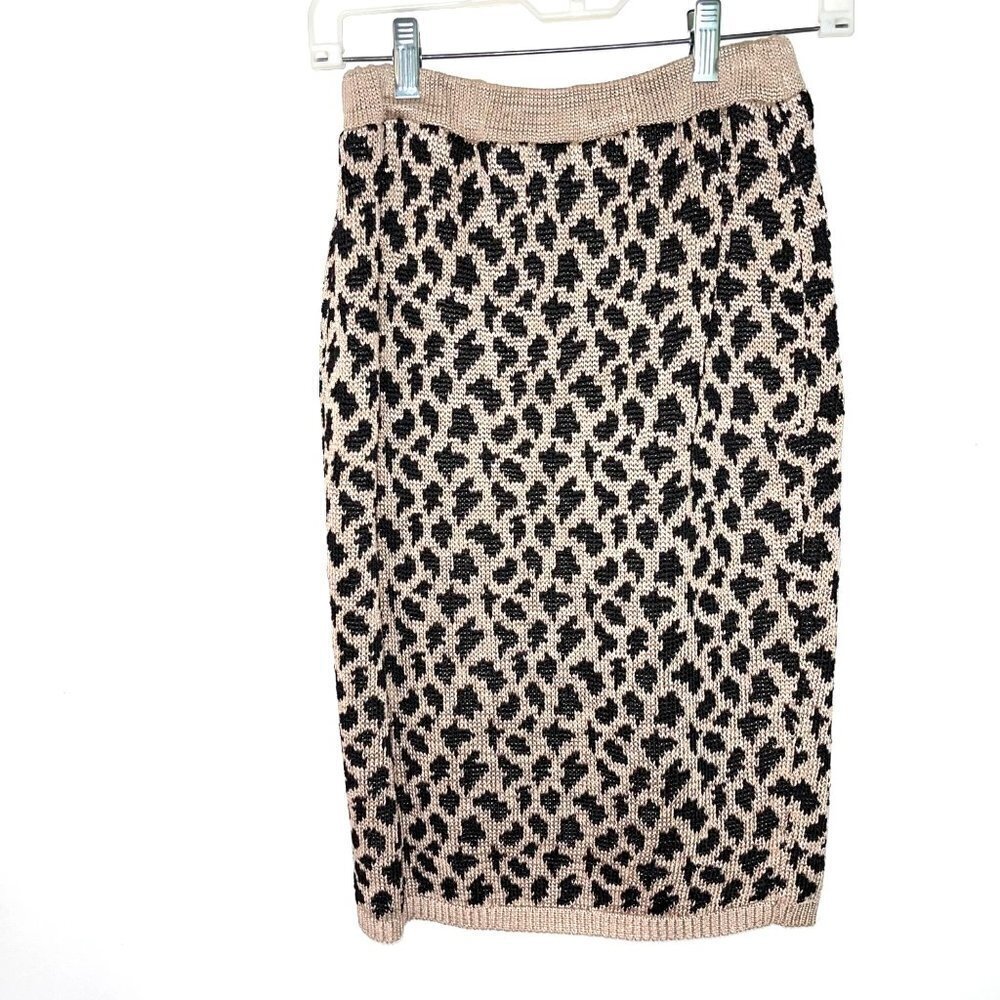 Nannell Skirt Small S Womens Vintage Animal Print Rayon Blend Lined Tan Black